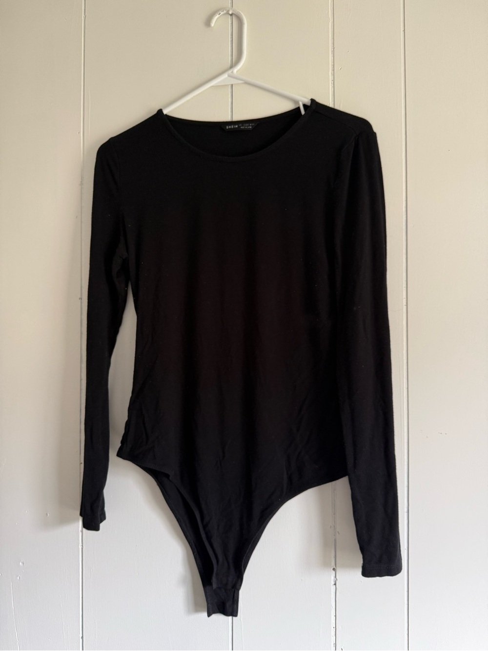 Black Long-Sleeve Crewneck Bodysuit